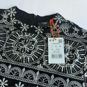 Superdry Women's 10 Shirt Casual Dress embroidered black‎ silver mid new years